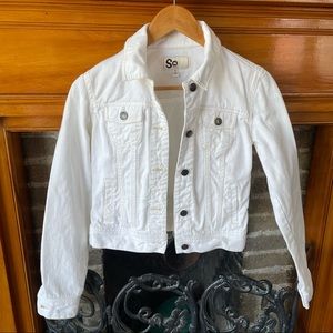 SO girls (junior) white denim jean jacket size small junior - excellent!